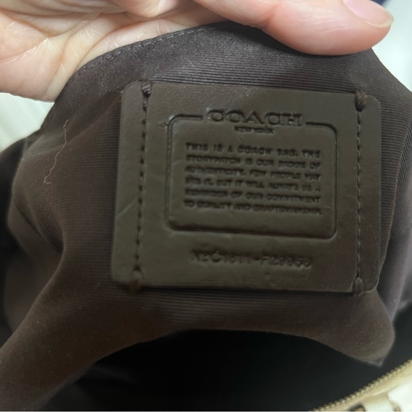 Coach Cream and White Shoulder Bag with Signature Monogram - Picture 13 of 13